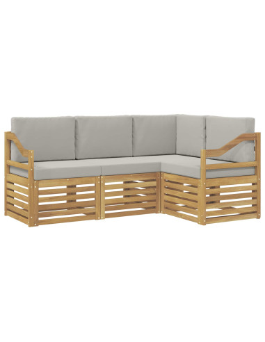 Set divani 4 pcs Bianco e Grigio Chiaro 185,5 x 126,5 x 73 cm