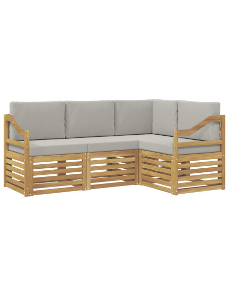 Set divani 4 pcs Bianco e Grigio Chiaro 185,5 x 126,5 x 73 cm