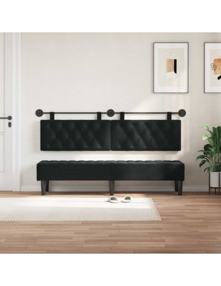 Testiera sospesa Con luce LED Nero Velluto