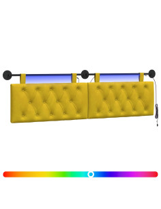 Testiera sospesa Con luce LED Giallo Velluto 2