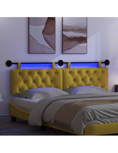 Testiera sospesa Con luce LED Giallo Velluto