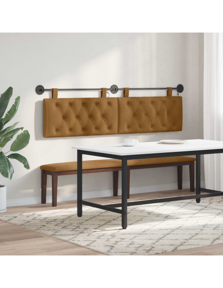 Testiera sospesa Con luce LED Marrone Velluto