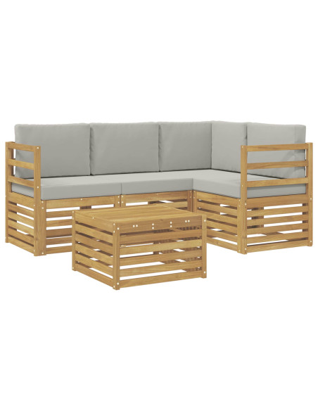 Set di divani da esterno 5 pcs Bianco e Grigio Chiaro