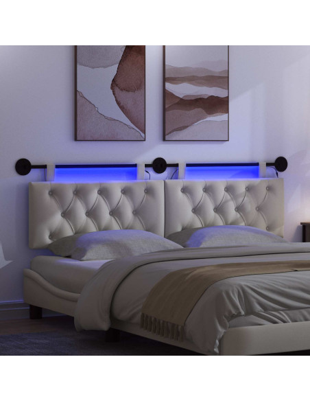 Testiera sospesa Con luce LED Crema Velluto