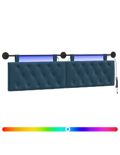 Testiera sospesa Con luce LED Blu Velluto 2
