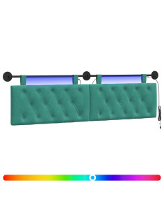 Testiera sospesa Con luce LED Turchese Velluto 2
