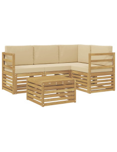 Set di divani da esterno 5 pcs Bianco e Beige 59 x 59 x 37 cm 2