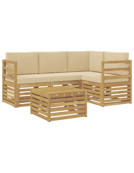 Set di divani da esterno 5 pcs Bianco e Beige 59 x 59 x 37 cm