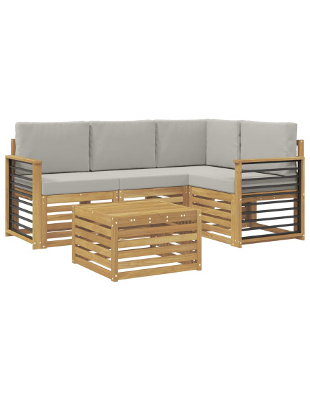 Set di divani da esterno 5 pcs Bianco e Grigio Chiaro