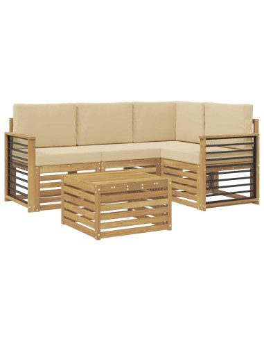 Set di divani da esterno 5 pcs Bianco e Beige 59 x 59 x 37 cm