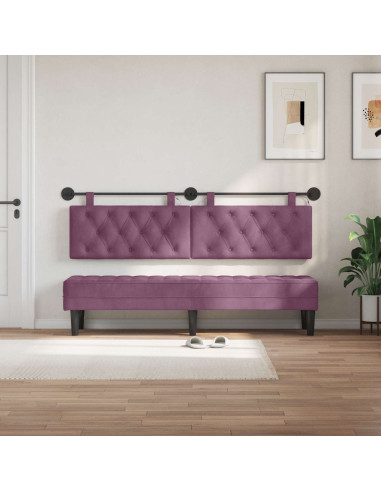 Testiera sospesa Con luce LED Viola Velluto