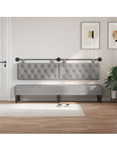 Testiera sospesa Con luce LED Grigio Nuvola Tessuto