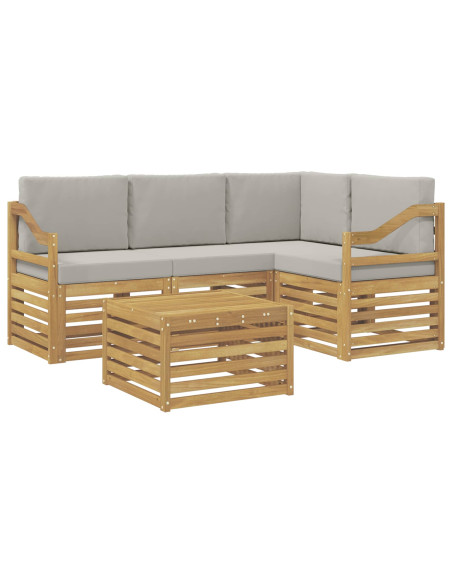 Set di divani da esterno 5 pcs Bianco e Grigio Chiaro