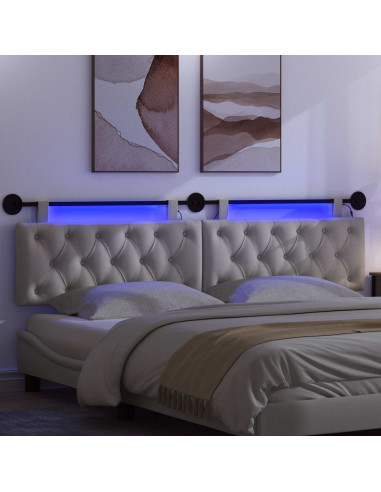 Testiera sospesa Con luce LED Grigio Nuvola Tessuto