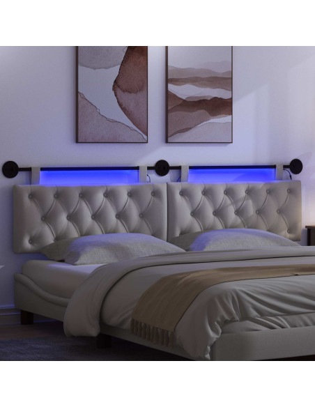 Testiera sospesa Con luce LED Grigio Nuvola Tessuto