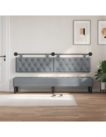 Testiera sospesa Con luce LED Grigio Chiaro Tessuto