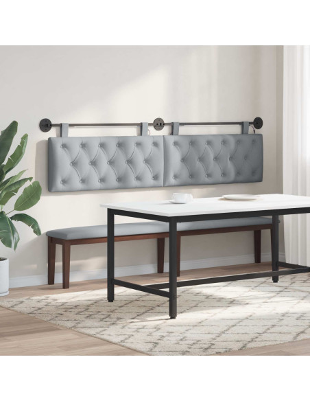 Testiera sospesa Con luce LED Grigio Chiaro Tessuto