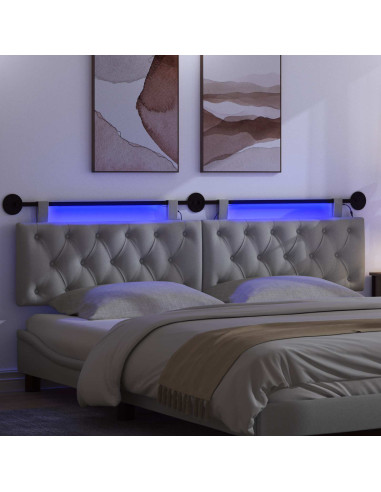 Testiera sospesa Con luce LED Grigio Chiaro Tessuto