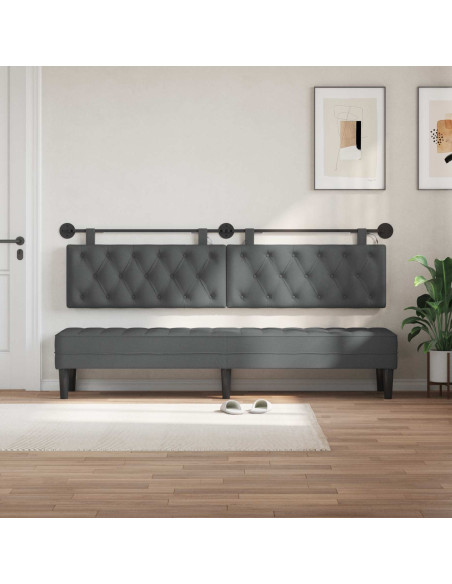 Testiera sospesa Con luce LED Grigio Scuro Tessuto