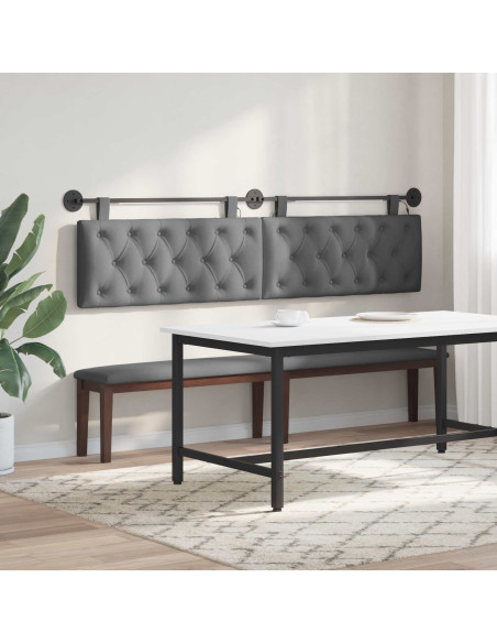 Testiera sospesa Con luce LED Grigio Scuro Tessuto
