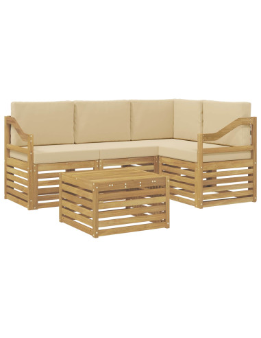 Set di divani da esterno 5 pcs Bianco e Beige 59 x 59 x 37 cm