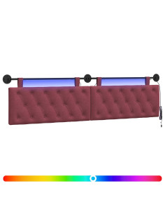 Testiera sospesa Con luce LED Rosso Vino Tessuto 2