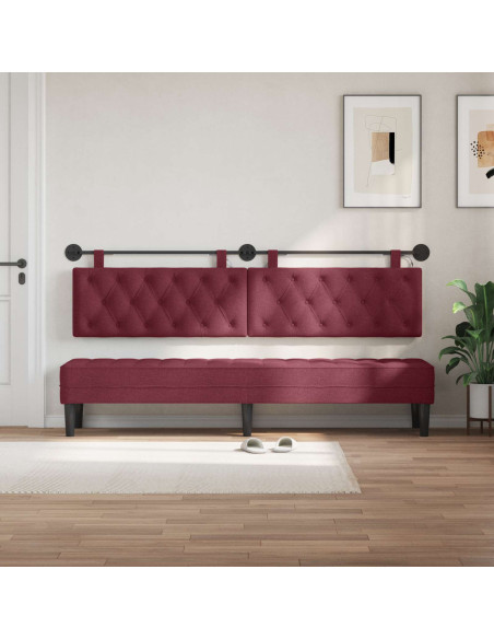 Testiera sospesa Con luce LED Rosso Vino Tessuto