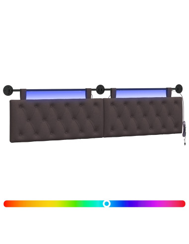 Testiera sospesa Con luce LED Marrone Scuro Tessuto