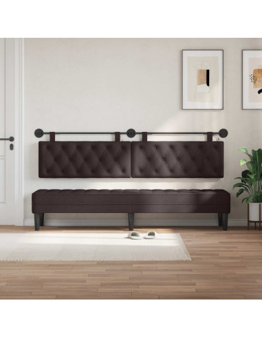 Testiera sospesa Con luce LED Marrone Scuro Tessuto