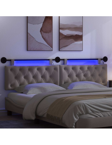 Testiera sospesa Con luce LED Tortora Tessuto