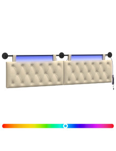 Testiera sospesa Con luce LED Crema Tessuto 2
