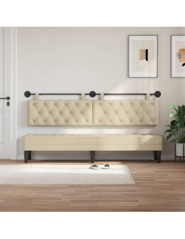Testiera sospesa Con luce LED Crema Tessuto