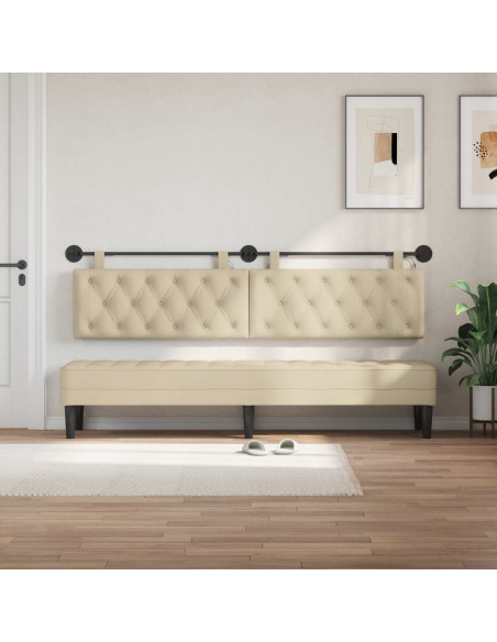 Testiera sospesa Con luce LED Crema Tessuto