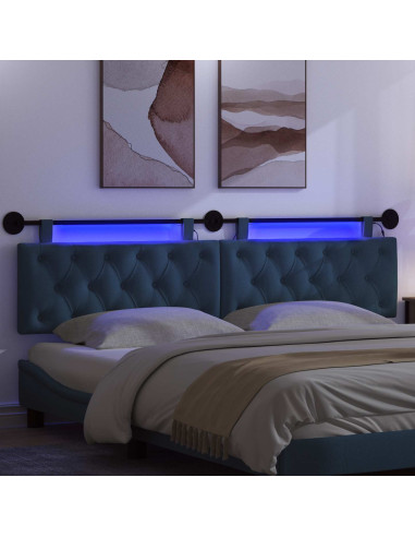Testiera sospesa Con luce LED Blu Tessuto