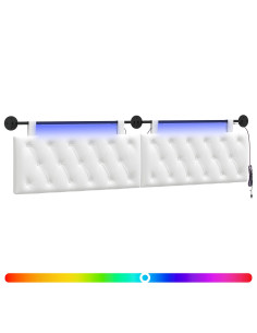 Testiera sospesa Con luce LED Bianco Tessuto 2