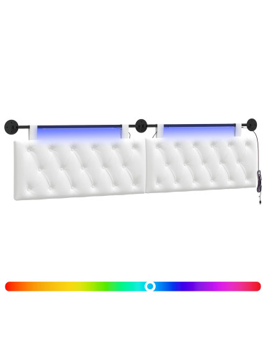 Testiera sospesa Con luce LED Bianco Tessuto