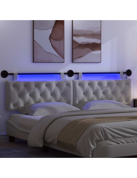 Testiera sospesa Con luce LED Bianco Tessuto