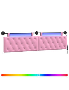 Testiera sospesa Con luce LED Rosa Tessuto 2