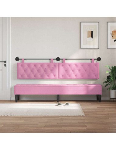 Testiera sospesa Con luce LED Rosa Tessuto