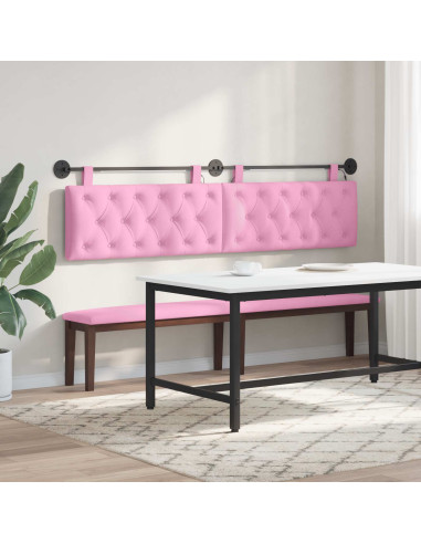 Testiera sospesa Con luce LED Rosa Tessuto