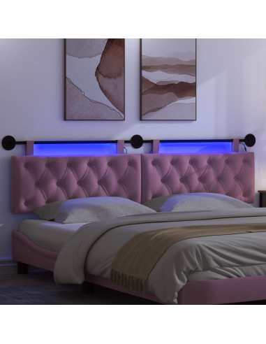 Testiera sospesa Con luce LED Rosa Tessuto