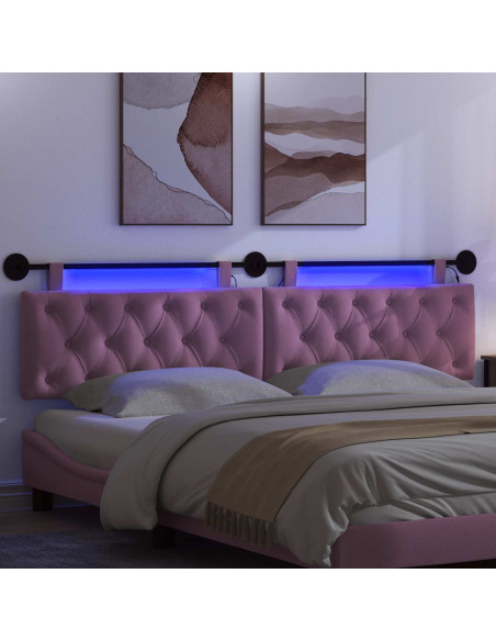 Testiera sospesa Con luce LED Rosa Tessuto