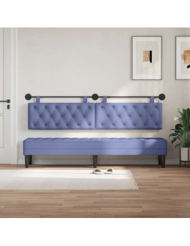 Testiera sospesa Con luce LED Blu jeans Tessuto