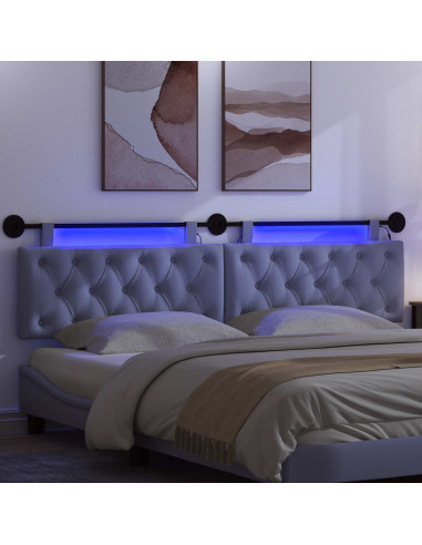 Testiera sospesa Con luce LED Blu jeans Tessuto