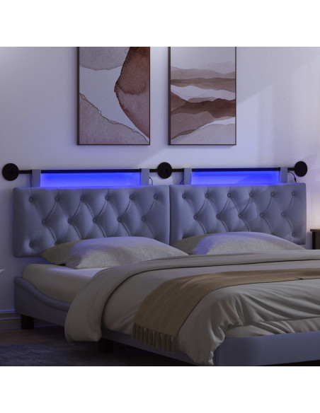 Testiera sospesa Con luce LED Blu jeans Tessuto