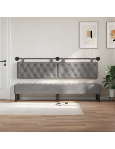 Testiera sospesa Con luce LED Grigio Chiaro Velluto