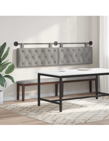 Testiera sospesa Con luce LED Grigio Chiaro Velluto