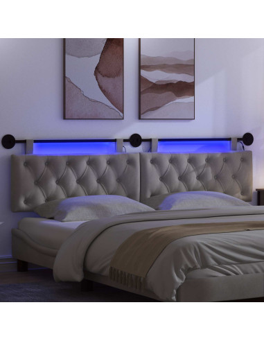 Testiera sospesa Con luce LED Grigio Chiaro Velluto