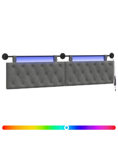 Testiera sospesa Con luce LED Grigio Scuro Velluto 2