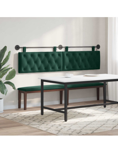 Testiera sospesa Con luce LED Verde Scuro Velluto